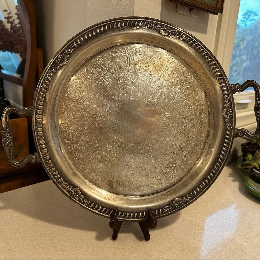 Vintage holiday silverplate serving tray